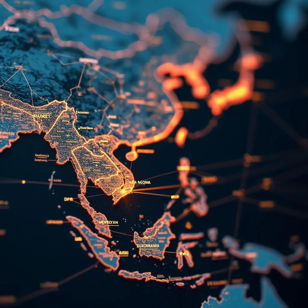 Map of Asia-Oceania with business connections